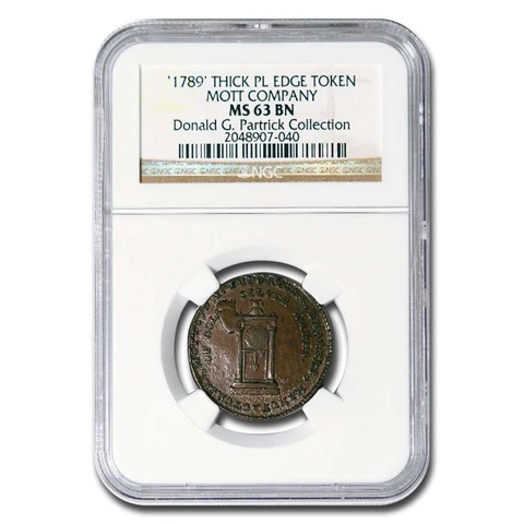 1789 Token Mott, Thick Plain Edge MS-63 NGC (Brown) - SKU#259750 Cover
