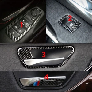 Set Real Carbon Fiber Interior Trim Decor Cover For BMW 3 4 Series F30 F34 F35 A - Picture 1 of 9
