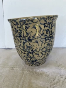 Robinson Ransbottom Roseville Ohio Blue Spongeware Crock 5.75" In Height-1 Qt. - Picture 1 of 6