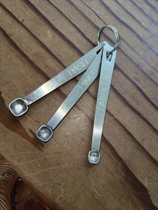 Set Of 3 Novelty Stainless Steel Measuring Spoons W/Ring: DASH~PINCH~SMIDGEN - Picture 1 of 3