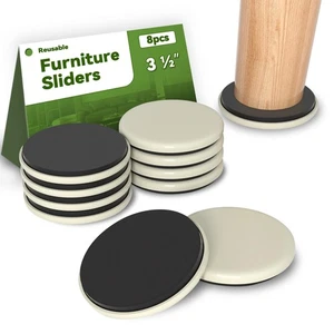 Deslizadores para mudanzas de muebles de 3-1/2", 8 piezas, almohadillas móviles de alta resistencia, ch... - Imagen 1 de 6