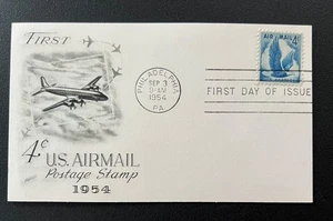 US FDC 1954 Air Mail Eagle 4c First Day Cover with cachet postcard - Picture 1 of 1