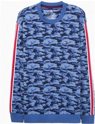 Top de pijama de manga larga Tommy Hilfiger para hombre camuflado salón en azul talla mediana Foto 1 de 4
