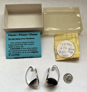 Vintage Barbara Barnett HOOKER Sterling Black Onyx Earrings Cuff Mint in Box - Picture 1 of 5
