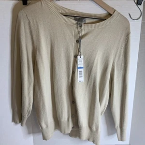 Joseph A Qu'est-ce Que C'est Silk Cardigan Sweater Button Front Womens XL - Picture 1 of 9