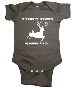 Hunting Baby One Piece "If It's Brown, It's Down!" Bodysuit - Picture 1 of 7