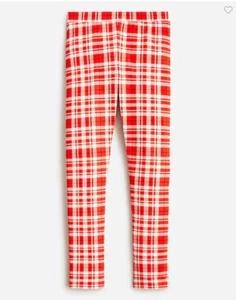 New Crewcuts Girls Everyday Ankle Leggings 8 12 Red White Plaid Knit Cotton - Picture 1 of 1