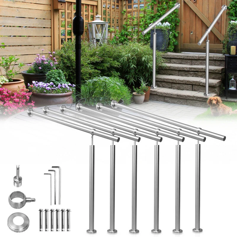 Treppengeländer Edelstahl Handlauf Eingangsgeländer V2A 80-180cm  Handlaufhalter - Bild 1 von 4