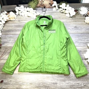 Vintage FUZE Energy Drink Puffer Jacket Size Large Women Green Storm Tech Nylon - Picture 1 of 21