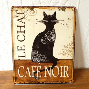 Blechschild Metallschild Kaffe Café Noir Le Chat Katze Französisch Jugendstil - Bild 1 von 1