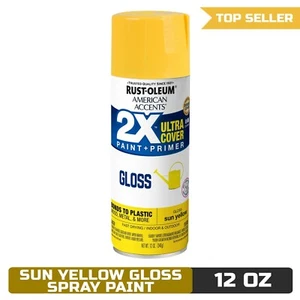 Rust-Oleum American Accents 2X Ultra Cover Gloss Spray Paint, Sun Yellow, 12 oz - Picture 1 of 6