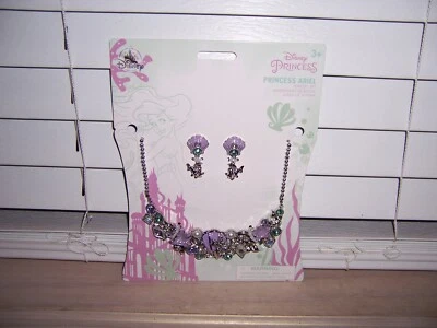 Disney Princesa Sirenita Ariel Conjunto de Joyería de Disfraz Collar Clip Pendientes Foto 1 de 4