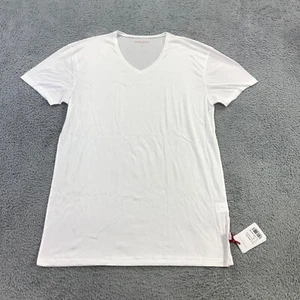 Derek Rose Shirt Mens Medium Cotton Stretch T Shirt V Neck White PJ Top $115 - Picture 1 of 7
