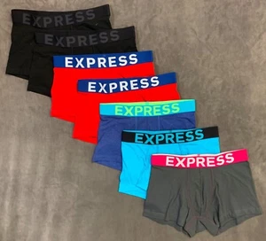 ST1903S NEW EXPRESS UNDERWEAR $140 LOT OF 7 STRETCH COTTON SPORT TRUNKS SZ SMALL - Picture 1 of 1