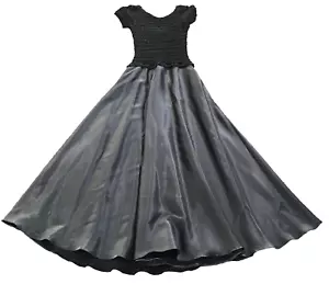 JS Collections Womens Evening Dress Size 8 Black V-Neck Short Sleeve Back Zipper - Picture 1 of 11