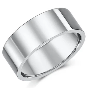 Titanio Alto Pulido Anillo Compromiso Boda Plano Corte Forma 9mm Hombres Banda - Imagen 1 de 2