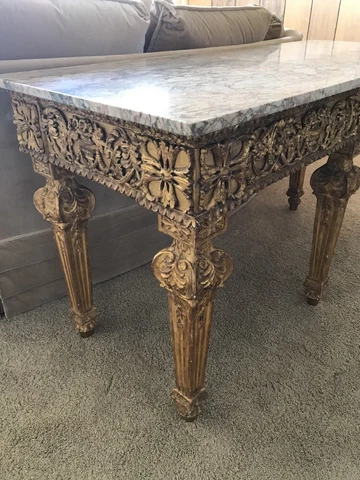 Wonderful Antique Italian Carved and Gilt Wood Marble Top Console Table Cover
