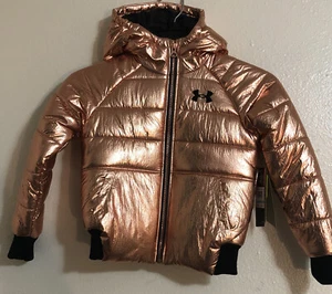 Under Armour Storm Coldgear Girls Puffer Jacket Rose Gold Metallic Size 4 - Nwt - Picture 1 of 3