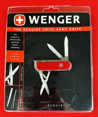 Wenger Authentic Swiss Army Knife Esquire 6 tools 7 functions  2 1/2" Red NIP - Image 1 of 4