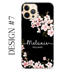 Personalised Phone Case Flower Custom Name Silicone Cover Iphone 15 14 Se Xr 12