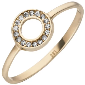 JOBO Damen Ring 333 Gold Gelbgold 17 Zirkonia Goldring RW: 58 - Bild 1 von 1