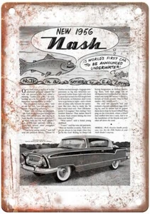 Letrero de metal vintage 1956 Nash Automobile Ad retro look reproducción A3710 - Imagen 1 de 2