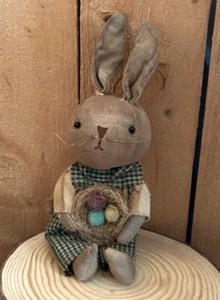 Primitive Bunny Rustic Rabbit Nest, Eggs Fabric spring Easter Decor Farmhouse - Picture 1 of 1