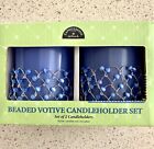 Votive Candle Holder Hallmark Expressions Blue Beaded Set Of 2 New In Box