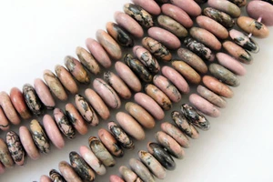 Center Drilled Natural Rhodichosite Rondelle/Coin/Disc Beads - 16 Inch Strand - Picture 1 of 3