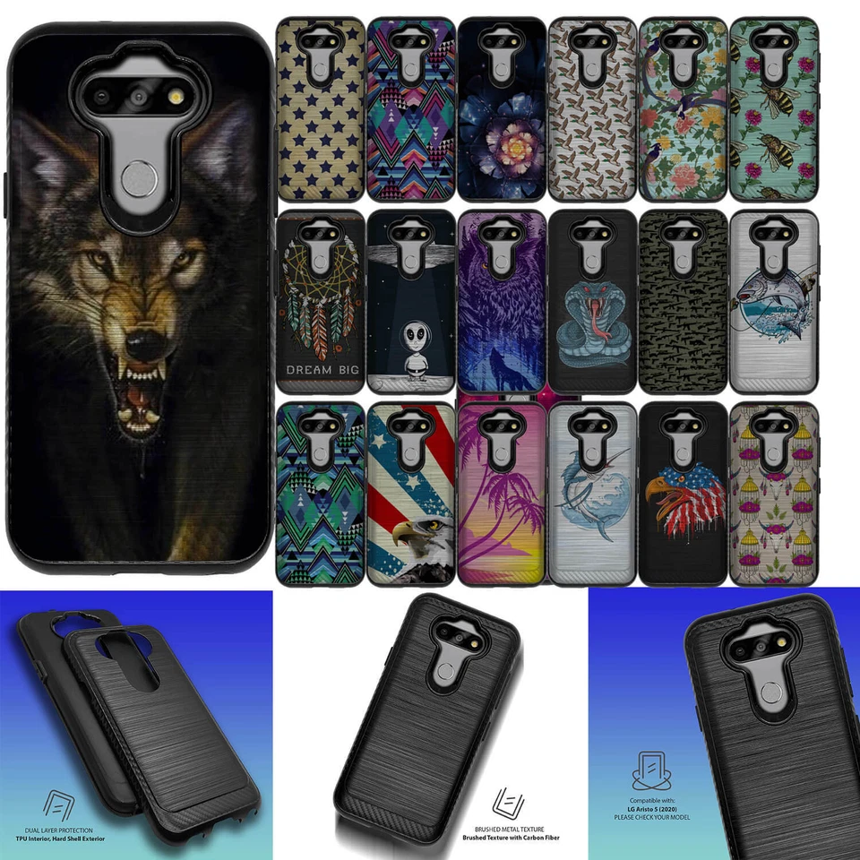 Case For [LG Aristo 5/ Fortune 3/ K31][EMBOSSED DUO SET15] Hybrid Dual Layer - Image 1 of 1