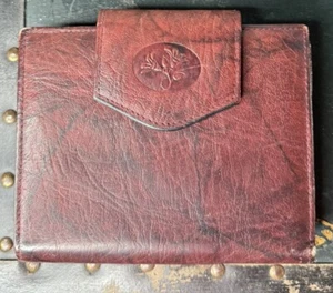 Vintage Buxton Women's Leather Wallet kisslock Coin Purse Burgundy Red Cowhide - Picture 1 of 8