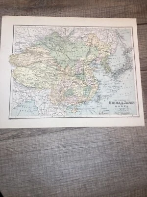 China and Japan with Korea 1900s  - Coloured Map - London Geographical Institute - Image 1 of 4