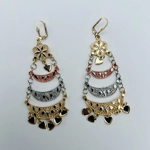 Pendientes de araña tricolor (oro rosa blanco) enchapados a la moda para todas las ocasiones - Imagen 1 de 9