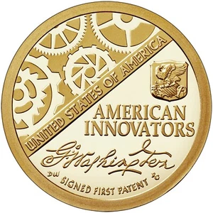 2018 P&D American Innovation Dollar Golden Signed Frist Patent From Mint Rolls - Picture 1 of 2