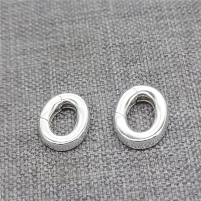 4pcs of 925 Sterling Silver Oval Hinged Ring Push Clasps for Bracelet Necklace - Image 1 of 4