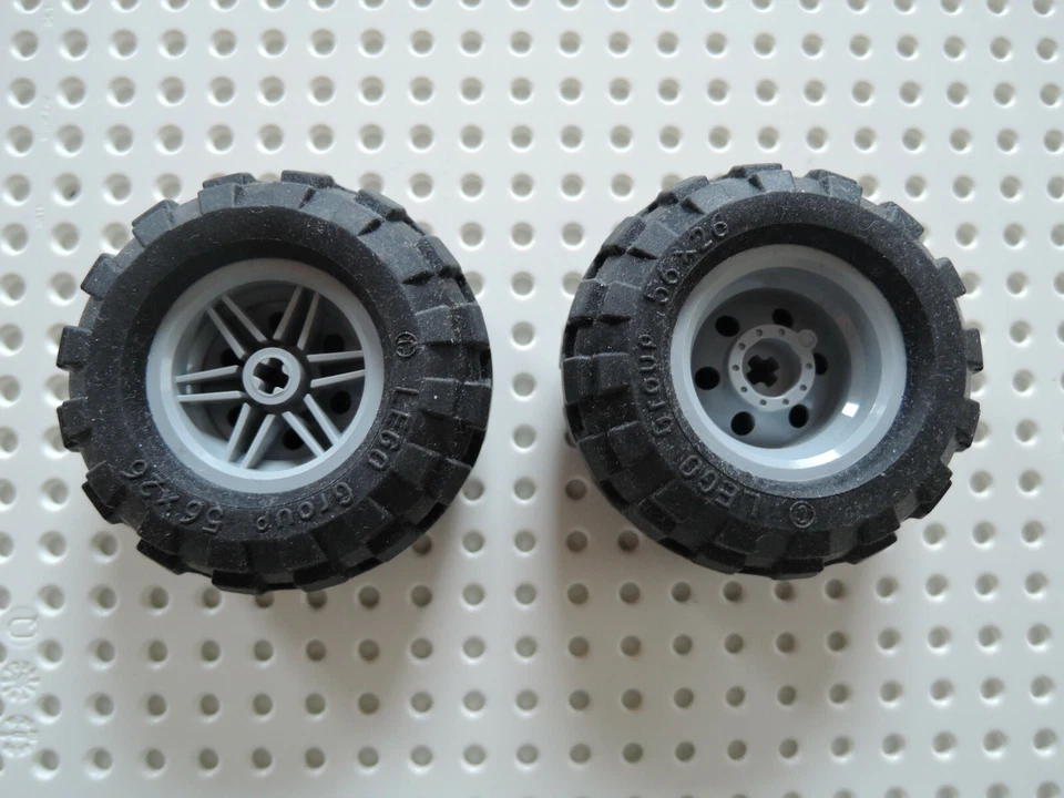 Lego 2 x Reifen 56145c02 Felge neu hellgrau 56x26  ZR (56145 / 55976)  7636 8274 - Bild 1 von 1