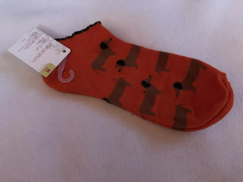 Calcetines al tobillo Dachshund para mujer talla 4-10 naranja Foto 1 de 1