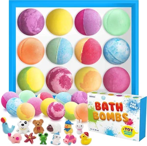 Bath Bombs for Kids with Toys inside Set of 12 Organic & Natural Bubble Kids Bat - Picture 1 of 12