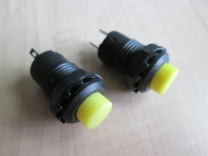 (2) Yellow Push Button Switch 1/2" On-Off Latching 3A 125VAC 0.3A 12VDC #E35BC - Picture 1 of 7