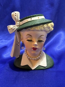 1956 Vintage 5,75" Napco grüne Lady I Love Lucy Kopf Vase C2633B - Bild 1 von 4