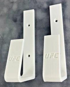 White UFC Championship Belt Wall Mount Brackets – Wall Display Hooks (Set of 2) - Picture 1 of 19