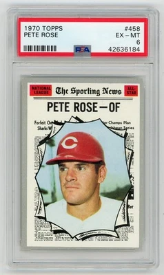1970 Topps PETE ROSE All Star Cincinnati Reds #458 PSA 6 EX/MT Condition - Image 1 of 2