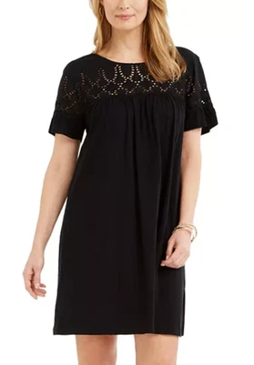 Style & Co Women Size XL Eyelet Flutter Sleeve Dress Black Bohemian Boho Goth - Image 1 of 4