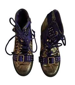 Damenschuhe Republic LA Pierre gebraucht, in einwandfreiem Zustand Größe 8 Combat Schnürstiefel metallic lila - Bild 1 von 10