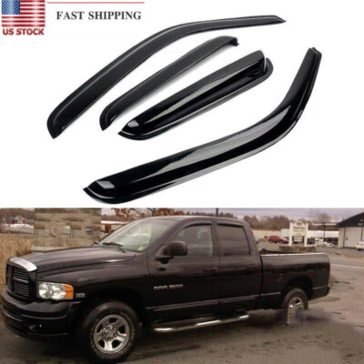 4pcs Window Visor car Rain Guard For 2002-2009 Dodge Ram 1500/2500/3500 Quad Cab Foto 1 de 4
