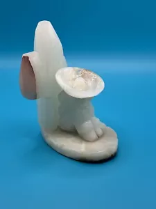 Vintage Unique Mexican Carved Onyx Cactus Sombrero Siesta Figure Bookend Statue - Picture 1 of 6