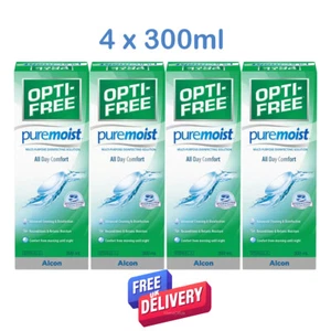 Pure Moist 4 x 300ml Moisturiser Contact Lens Solution Opti Free Puremoist - Picture 1 of 3