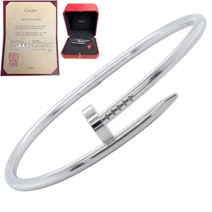 Cartier Juste un Clou 18k White Gold Nail Bracelet Size 19 BOX RECIEPT CERT - Picture 1 of 10