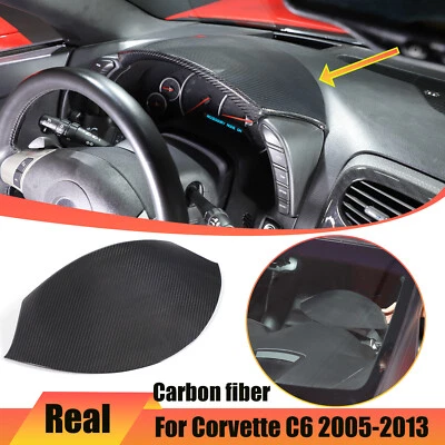 Tablero de instrumentos de fibra de carbono real cubierta superior moldura para Corvette C6 2005-13 Foto 1 de 4
