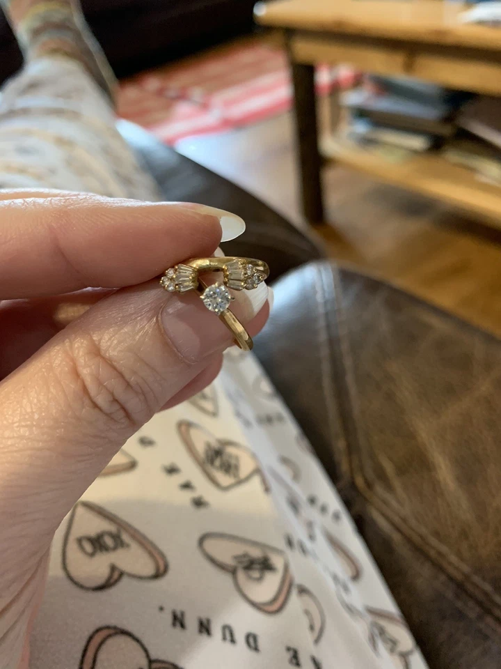 2 14k Gold Rings 1/3 Carot Diamond Engagement Ring And 1 Bridal Wrap W Diamonds  - Image 1 of 1